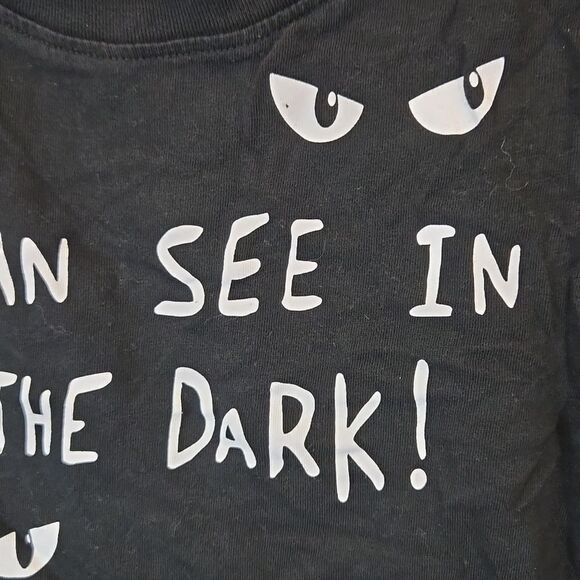 H&M Little Boys Black Spooky Eyes T-Shirt Casual Shirt Graphic Print Kids Tee - Picture 2 of 5
